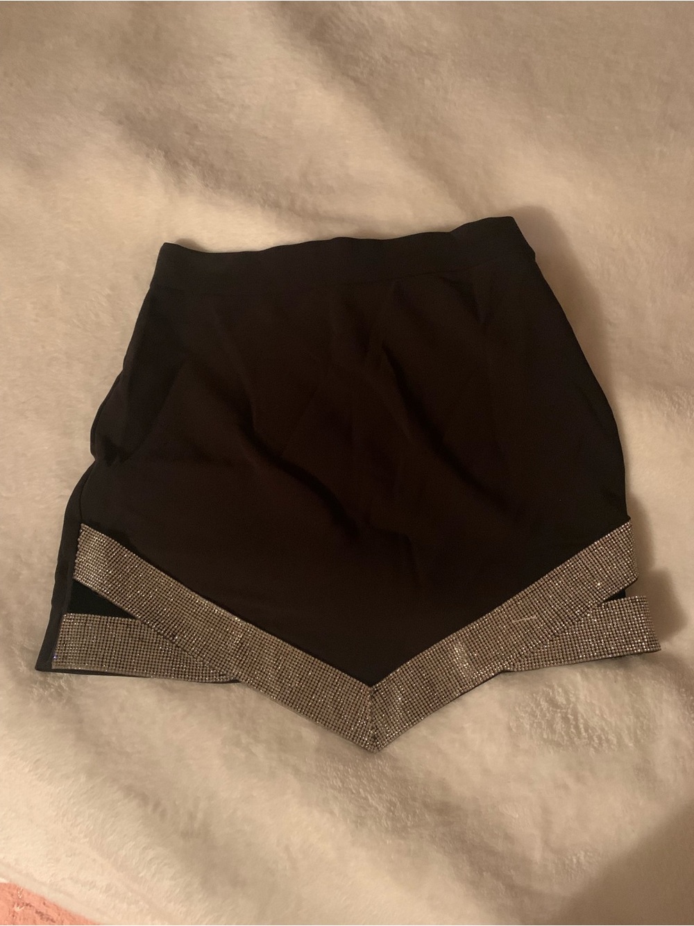Zara Black Skort with Rhinestone Hem Detail